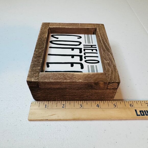 Rustic Hello Coffee Sign Decoration Farmhouse Coffee Station Sign Coffee Lover - Picture 3 of 7